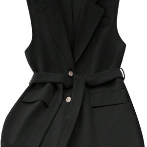 Black Sleeveless Blazer Vest